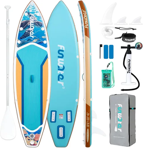 Vista 20 de FunWater Tabla de remo inflable de 11 pies y 10 pies 6 pulgadas con accesorios de tabla de remo de SUP de alta calidad, cubierta de EVA