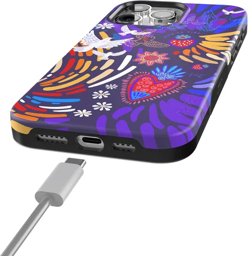 Vista 2 de Carcasa Casely iPhone 15 Pro Viva La Vida Collage de Frida Kahlo Diseño Protector Audaz Compatible con MagSafe