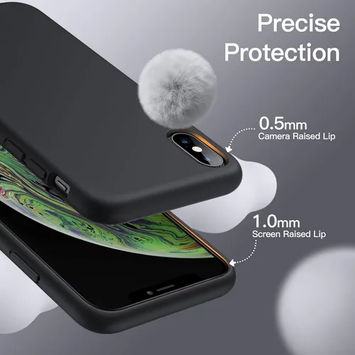 Vista 4 de JETech Funda de silicona para iPhone X, iPhone Xs, 5.8 pulgadas, suave al tacto, funda protectora de cuerpo completo, a prueba de golpes con forro