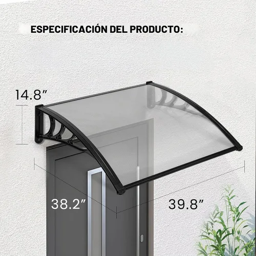 Vista 6 de VivoHome Toldo de policarbonato transparente para puerta o ventana con soporte negro, 40 pulgadas x 40 pulgadas