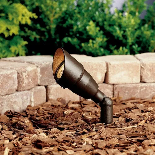 Vista 4 de Kichler Luz de acento para exteriores de 7.5 pulgadas en bronce arquitectónico texturizado, foco ajustable LED de 12 V