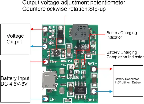 Vista 3 de 12 unids 2A USB 18650 litio Li-ion cargador módulo ajustable Boost Módulo DC-DC 3.7V a 5V 9V 12V Step Up Boost Module TP4056 DIY Kit piezas