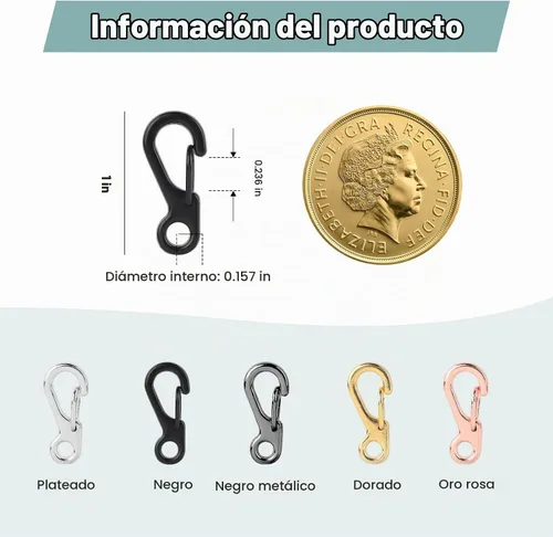 Vista 2 de Mini Mosquetón con Clip de Resorte con Gancho, Hebillas con Cierre para Paracord, Llavero, Mochila, Botella, Accesorios de Campamento al Aire Libre