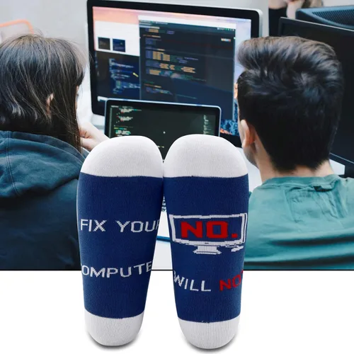 Vista 9 de MBMSO Calcetines de programador de computadora, regalos geek, 2 pares de calcetines de ciencia informática, regalos