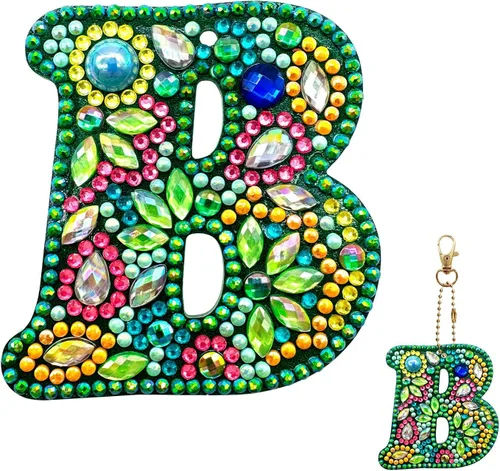 Vista 11 de YOYA Llaveros de Pintura de Diamantes de Doble Cara 5D Letras Kit de Llaveros de Pintura de Diamantes DIY Taladro Completo Arte de Diamantes