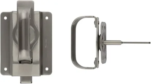 Vista 2 de National Hardware Pestillo de puerta oscilante resistente, acero inoxidable Bloqueo automático y listo para candado; acabado de protección contra