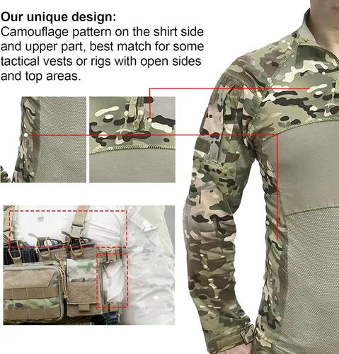 Vista 3 de H World Shopping Camisa táctica de manga larga militar para hombre con cremallera