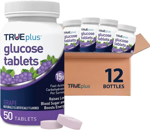 Vista 17 de TRUEplus® Tabletas de glucosa, sabor surtido (uva, frambuesa, naranja), botella de 50 unidades (1)
