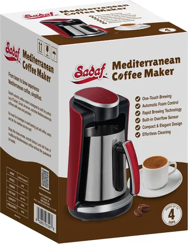 Vista 2 de Sadaf Cafetera mediterránea One-Touch - Cafetera eléctrica turca, griega y armenia - Cafetera de acero inoxidable - Control de espuma y sensor