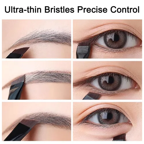 Vista 4 de Juego de 15 pinceles para tinte de cejas y delineador en ángulo, precisión inclinada ultrafina para delineador, tinte de cejas y maquillaje, incluye