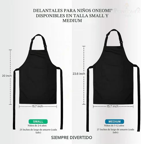 Vista 5 de Delantal para niños, pequeño, 100% algodón con una correa ajustable para adaptarse a todas las edades