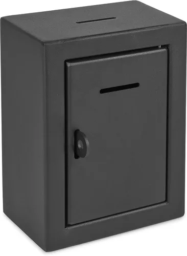 Vista 31 de Caja de Donación de Metal - Caja de Sugerencias con Ranura y Cerradura - Caja de Seguridad para Dinero - Caja de Depósito Segura - Caja