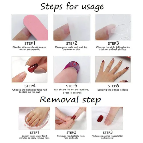 Vista 7 de Uñas postizas a presión degradadas con purpurina de longitud corta, uñas postizas en forma de ataúd con diseño de hojas de corazón, 24 uñas postizas