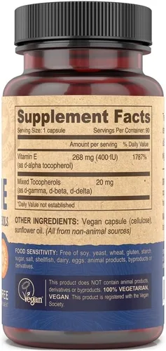 Vista 2 de Vegano Vit-E, 400iu, W/Tocop