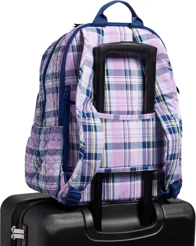 Vista 6 de Vera Bradley Mochila Campus de Algodón para Mujer, Amatista Plaid - Algodón Reciclado