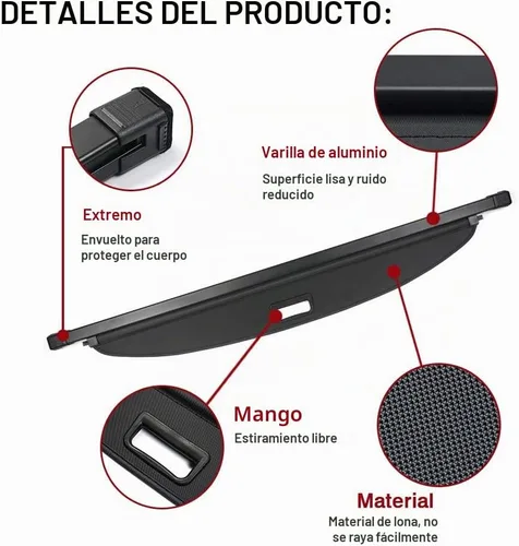 Vista 3 de Powerty Compatible con cubierta de carga Kia NIRO 2017-2022, parasol retráctil trasero para maletero, protector del maletero, cubierta de seguridad