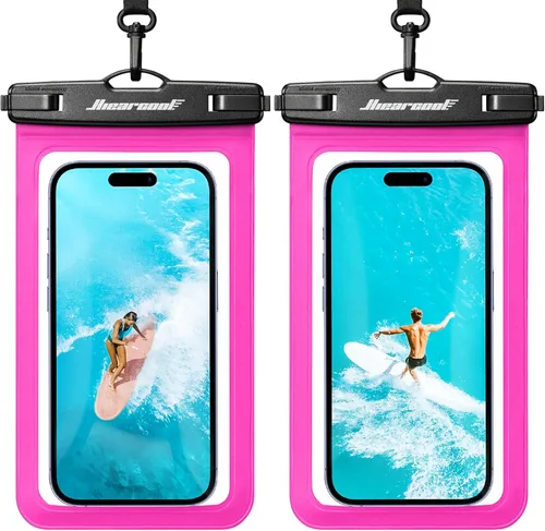 Vista 40 de Hiearcool Funda impermeable IPX8 para iPhone 17/16/15/14 Pro Max, bolsa seca para teléfono celular para artículos esenciales de playa y crucero