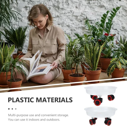 Vista 7 de 2pcs Plastic Flowerpot Holder with Wheel, Mobile Plant Stand for Home Smooth Polished Surface, Floor Protection, Balcony Gardening, Ceramic Pots and