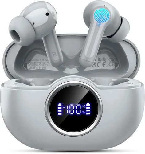 Vista 9 de Auriculares Bluetooth 5.4, auriculares inalámbricos 2026 Bass-3.0 3D-estéreo, 4 micrófonos ENC con cancelación de ruido, auriculares intrauditivos