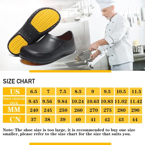 Vista 6 de Zapatos de chef para hombre, antideslizantes, a prueba de agua, zapatos de trabajo para hombre, cómodos zapatos de enfermería para jardinero