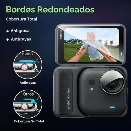 Vista 3 de Protector de pantalla para Insta 360 GO Ultra HD vidrio templado, antiarañazos, alta definición transparente, para Insta 360 GO Ultra