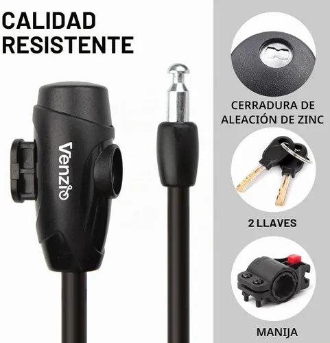 Vista 5 de Venzio Cerradura de cable antirrobo resistente de 4 pies, cable de bloqueo