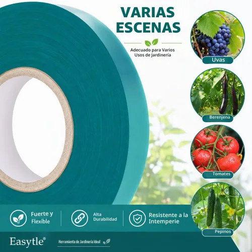 Vista 6 de Easytle Paquete de 2 rollos de cinta elástica de 150 pies, cinta de amarre de jardín de 1/2 pulgada, cinta gruesa y resistente para plantas, estacas