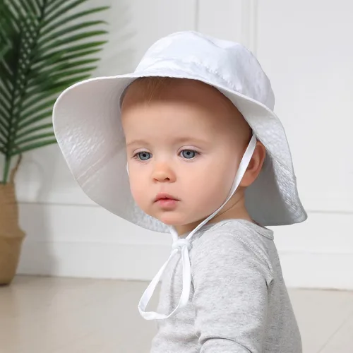 Vista 6 de Sombrero de sol para bebé, cara sonriente, sombrero de sol para niños y niñas, gorra ajustable con protección solar UPF 50+