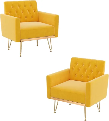 Vista 11 de Olela Silla decorativa con brazo para sala de estar, sillón moderno de terciopelo, sofá individual, acogedora silla auxiliar tapizada para lectura