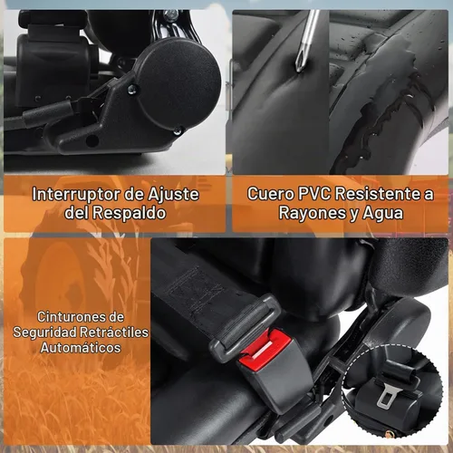 Vista 6 de Asiento universal para carretilla elevadora, asiento de tractor plegable con reposabrazos y cinturón de seguridad retráctil, respaldo de ángulo