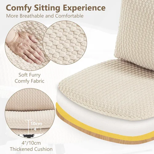 Vista 8 de Fizzin Silla cruzada sin brazos, con ruedas cruzadas, asiento de espuma viscoelástica con cojín de respaldo abatible, silla giratoria de respaldo