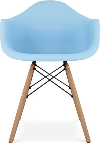 Vista 3 de Sillones piramidales de plástico y madera de haya de 17.5" en azul (juego de 2)