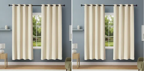 Vista 7 de Amazon Basics Cortinas 100% opacas con ojales, 2 paneles, 52 x 84 pulgadas, beige