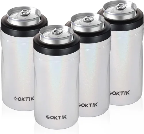 Vista 20 de COKTIK 4 en 1 enfriador de latas aislado, enfriador de latas delgadas de doble pared para latas de 12 oz regulares o delgadas y botellas de cerveza