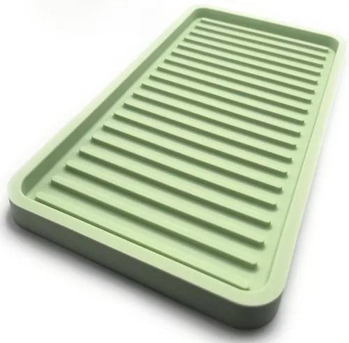 Vista 26 de Bandeja organizadora para fregadero de cocina de silicona, soporte de esponja y protector de encimera Plato y bandeja dispensadora de jabón