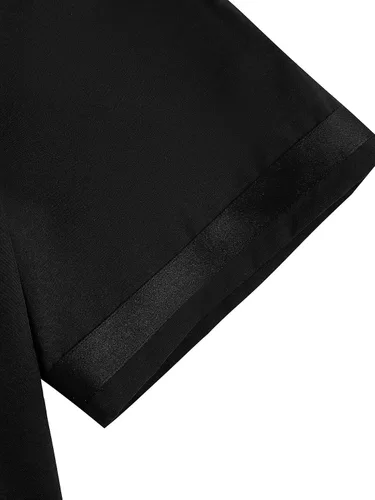 Vista 5 de SOLY HUX Camisa de manga corta con botones y estampado de letras para hombre