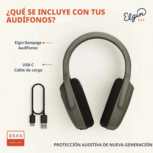 Vista 5 de Elgin Rampage - Auriculares Bluetooth de protección auditiva, compatibles con OSHA, 25 dB NRR, micrófono de aislamiento de ruido, batería de más