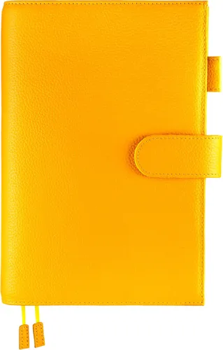 Vista 18 de A5 Funda de cuero para planificador de Hobonichi Cousin, Stalogy, Midori, Leuchtturm1917, y más - con presilla para bolígrafo, ranuras para Negro