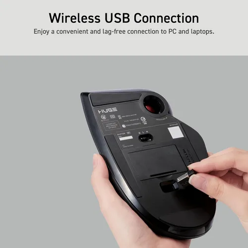 Vista 7 de ELECOM HUGE Trackball, USB inalámbrico de 2.4GHz, control con el dedo índice, personalizable con 8 botones, gran reposa muñecas suave, bola de 52mm