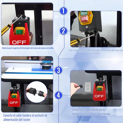 Vista 7 de Dreyoo 1 Pack Interruptor Monofásico Encendido/Apagado 120/230V, Interruptor de Mesa de Enrutador de 2HP a 120V con Gran Señal de Alto