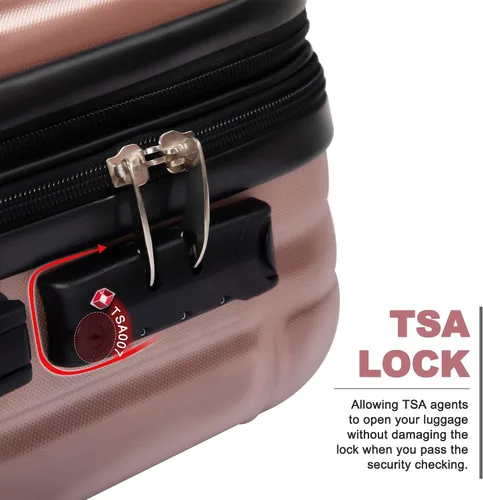 Vista 4 de Sandinrayli Juego de equipaje expandible maleta rígida con ruedas giratorias y cerradura TSA juego de 3 piezas 202428 Rose gold 3-Piece Set 20 24 28