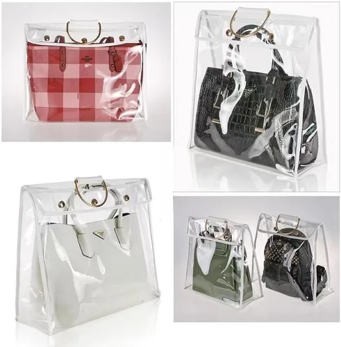 Vista 8 de Bolsa transparente para el polvo, organizador de bolso a prueba de polvo, soporte de gancho para armario (5.9 pulgadas 15.4 pulgadas 13 pulgadas)