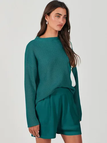 Vista 7 de ANRABESS Conjunto de dos piezas para mujer, suéter de punto, manga larga, tops y pantalones cortos