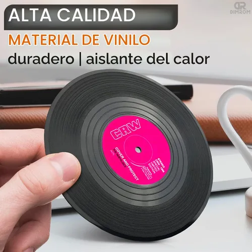 Vista 3 de 6Pcs Vinyl Coasters for Drinks, 4.1" Size, Durable & Heat-Resistant