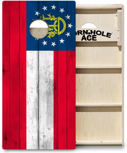 Vista 18 de CornholeAce ACE PRO State Flags Professional Cornhole Boards - No Bounce! Triple Wide Legs, 3/4" Baltic Birch Plywood, Handles, Regulation Size Texas