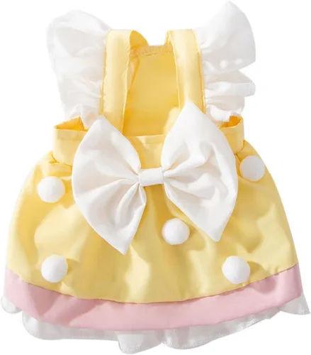 Vista 11 de Vestido para perro con manga abombada, amarillo limón, girasol, piña, a cuadros, ropa de verano para perros pequeños y niñas Botón de amor