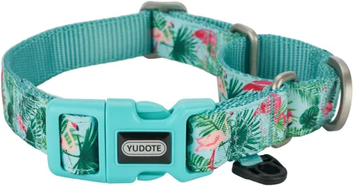 Vista 2 de Martingale - Collares para perros con hebilla a presión rápida, ajustable, patrón de flamenco, collares de entrenamiento sin tirones, para perros