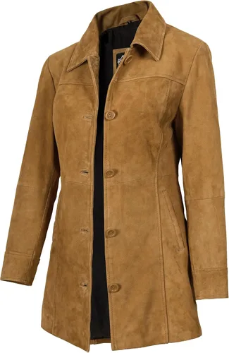 Vista 4 de Decrum Real Lambskin 3/4 Length Leather Jacket Car Coat Style for Women Beige