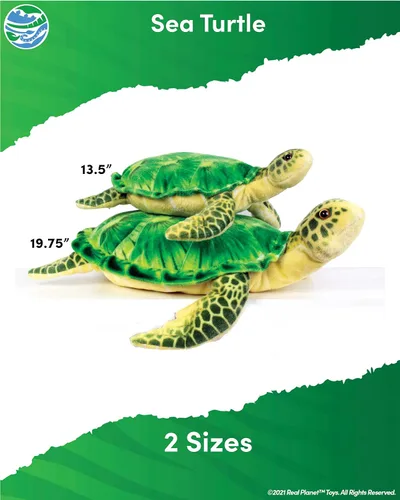Vista 3 de Real Planet Juguete de peluche de reptil, suave y lindo, regalo para niños de todas las edades, tortuga marina realista, regalos de cumpleaños