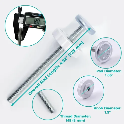 Vista 3 de Kit extensor de puerta para bebé, 4 varillas de husillo M8 x 4.92 pulgadas, 4 tazas, color blanco